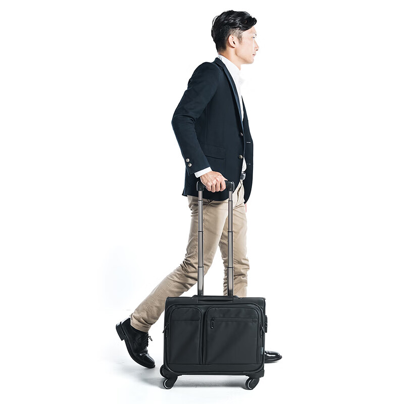 SANWA water-repellent trolley case code lock trolley bag 4-wheel business travel carry-on suitcase small short-term travel suitcase black 20 inches 38 liters large capacity organ page storage bag