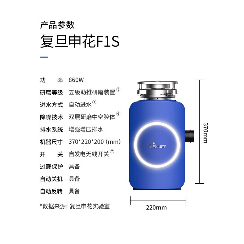 Fudan Shenhua, F1S garbage disposer automatic water inlet food waste grinder home kitchen food processing Asakusa Green