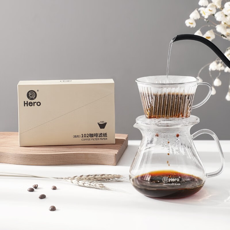 Hero Coffee Filter Paper Original Color Coffee Filter Paper No. 102 100 Pieces Wood Fiber Filter Paper Americano Coffee Filter Paper