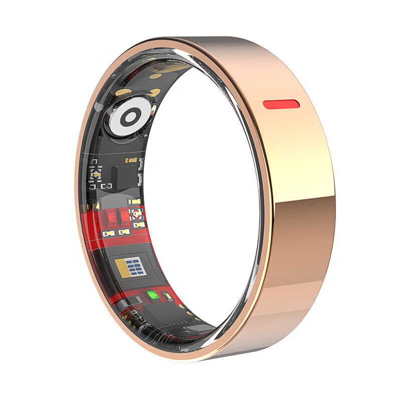 New non-invasive blood sugar and blood pressure smart ring, sleep blood oxygen and heart rate, multiple sports modes, waterproof photo ring, rose gold, free charging compartment + health detection + sleep analysis + lightweight wearing, size 9, diameter 19, finger circumference 59