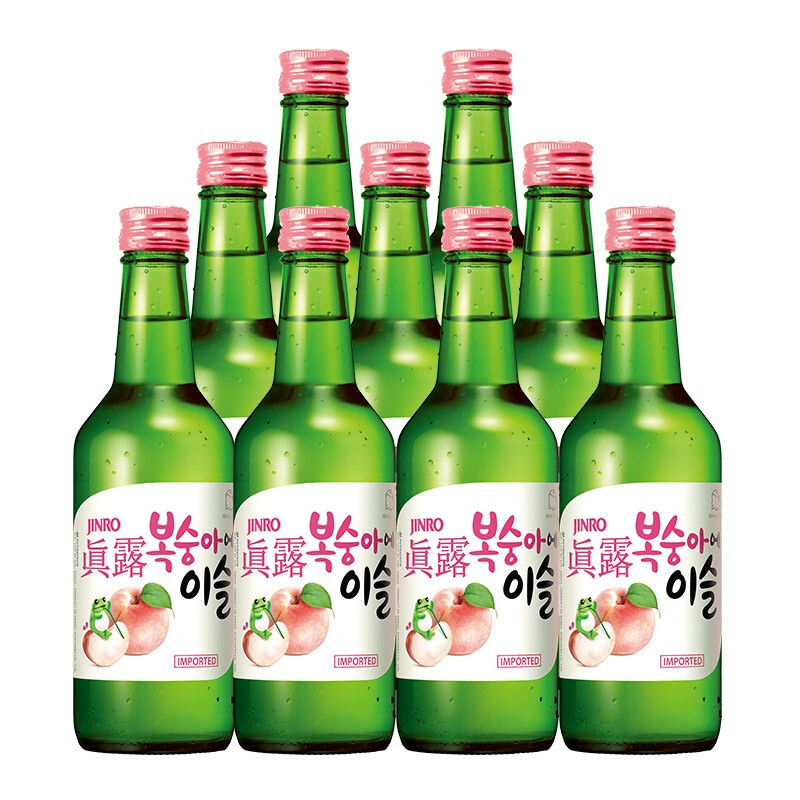 Jinro (JINRO) Korean soju, peach flavor, 360ml*9 bottles, imported foreign wine, fruity wine, low alcohol and tipsy, new year gift