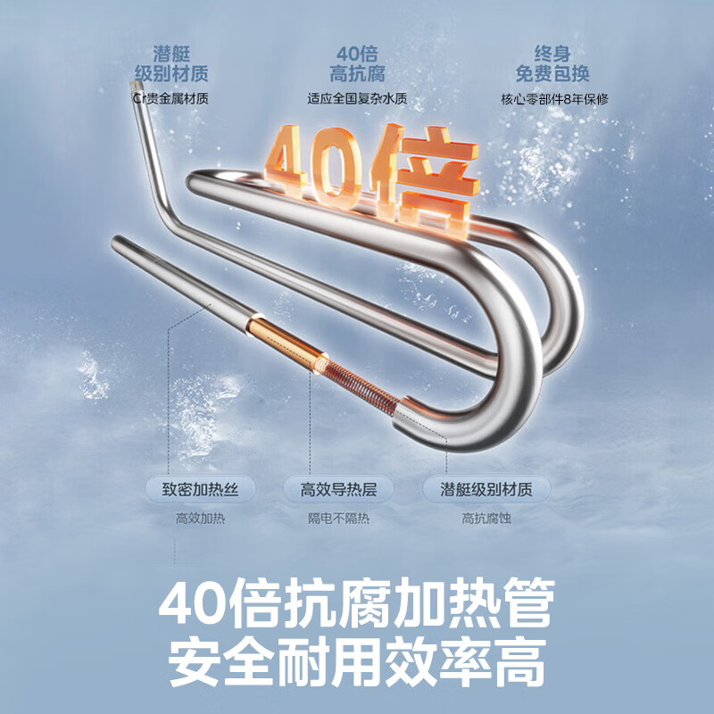 Midea's first choice for renting 50-liter electric water heater 2000W household rental house energy-saving antibacterial safety anti-electric wall F50-20F1 (H)