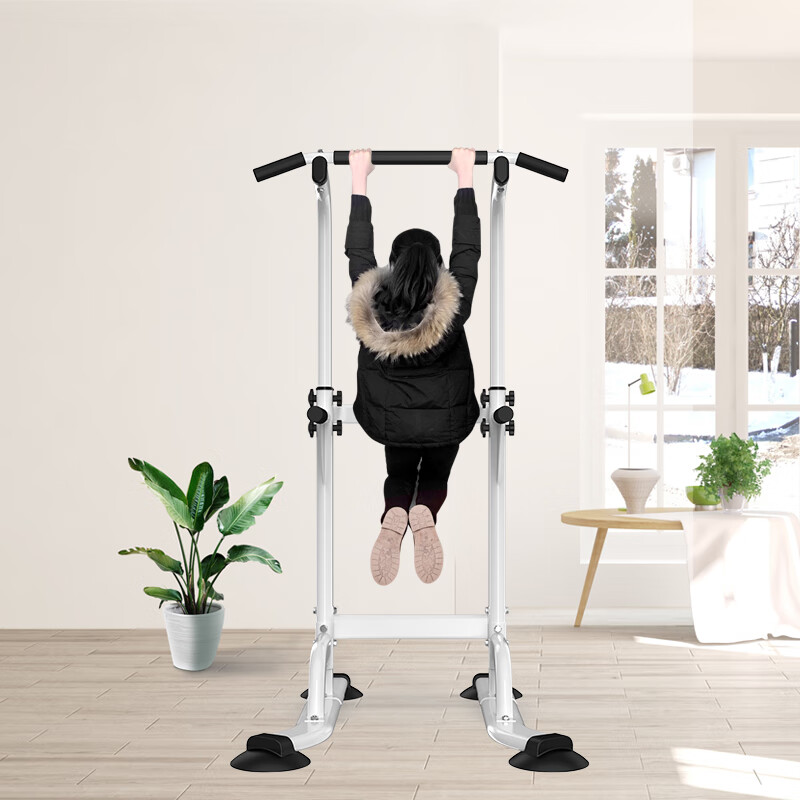 MIKING horizontal bar home pull-up device indoor single and parallel bar multi-functional children's heightening stretching fitness equipment for men and women 4001F white anti-rollover, does not take up space