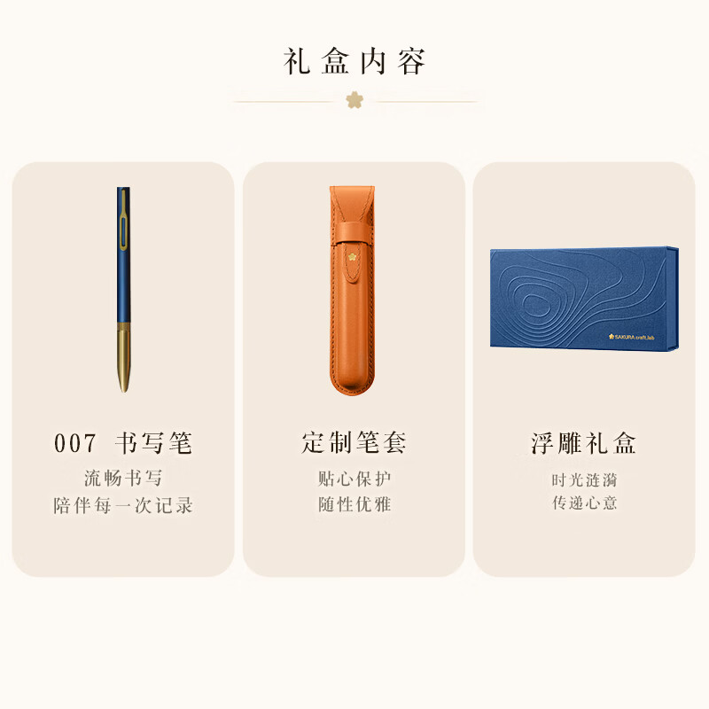 SAKURA New Product Gift Box Signature Pen Ball Ball Pen Brass Pen Teacher's Day Gift Award Imported High-end Metal Rod Gift Pen 007 High-Looking Midnight Blue