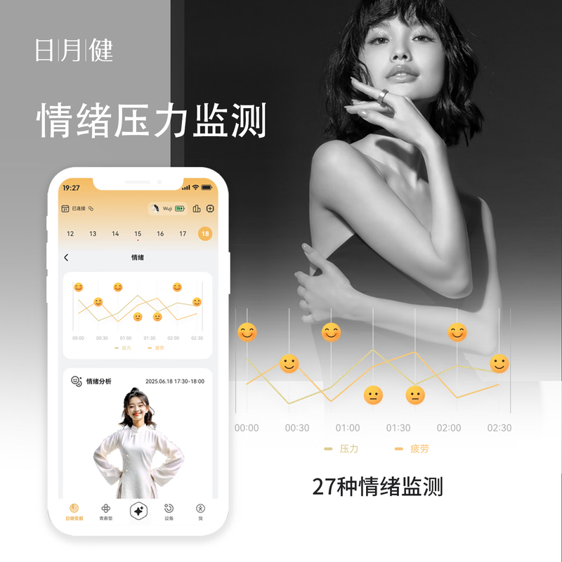 Riyuejian Smart Ring Menstrual Period Emotional Health Blood Oxygen Calories Sleep Exercise Sedentary Monitoring AI Ring