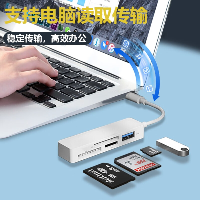 Cosento is suitable for MS card reader SD Huawei mobile phone typec computer all-in-one sony camera ccd memory card memory stick Canon Apple 16 otg connection U disk TF Apple four-in-one (supports SD+MS card+TF+USB)