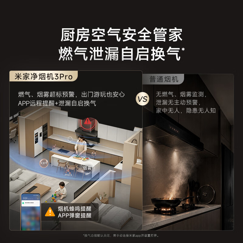 Mijia Xiaomi range hood hood purifier 3Pro P2 upgraded model, old-for-new, door-to-door household European PM2.5 gas leakage monitoring MJ06A