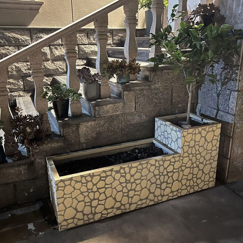 Miaopule long flower pot outdoor flower box cement pot rectangular combination planting box courtyard flower trough fence balcony vegetable pot stone pattern 150*30*30 dimensions are sorted by length, width and height