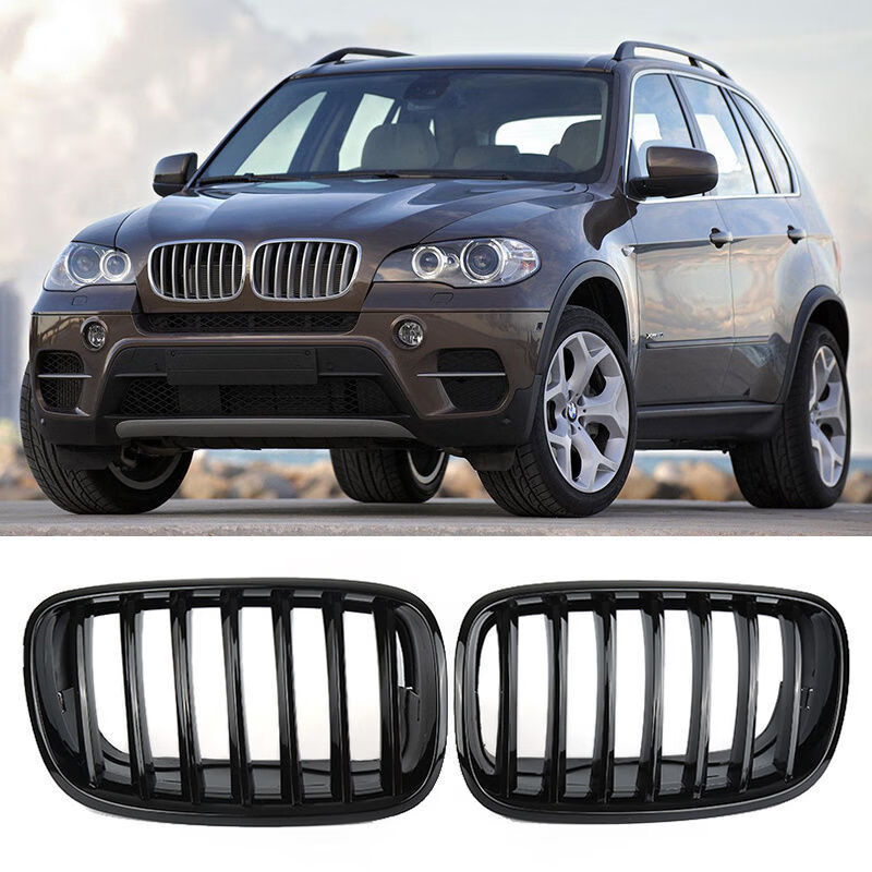 Litian BMW X5X6 modified M model double line bright black carbon fiber grille 0813 three colors bright black three colors (with leather ring)