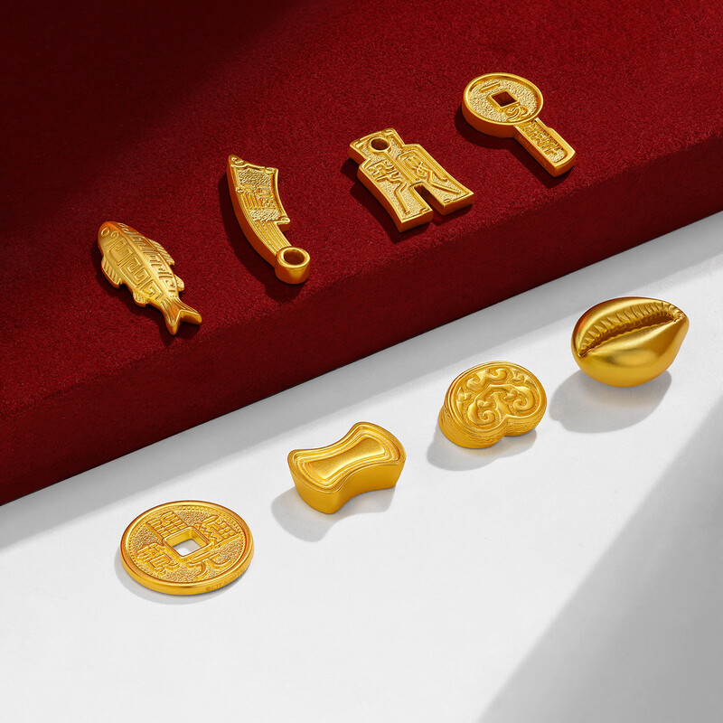 Chow Tai Fook inherited coins Tang Tongbao coins ancient gold craft gold coins for men and women about 5.05g IF2662 gift