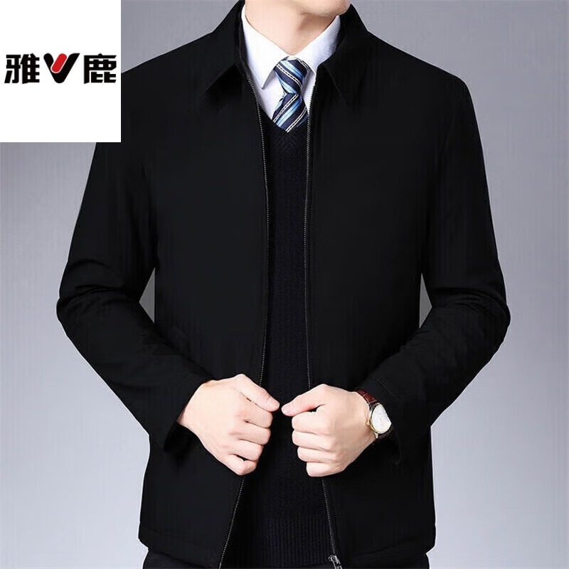 Yalu Spring Jacket Executive Jacket Business Casual Jacket Middle-aged and Elderly Dad Men's Clothes Casual Warm Top 008 Navy Blue Regular XL Recommended 125-140 catties