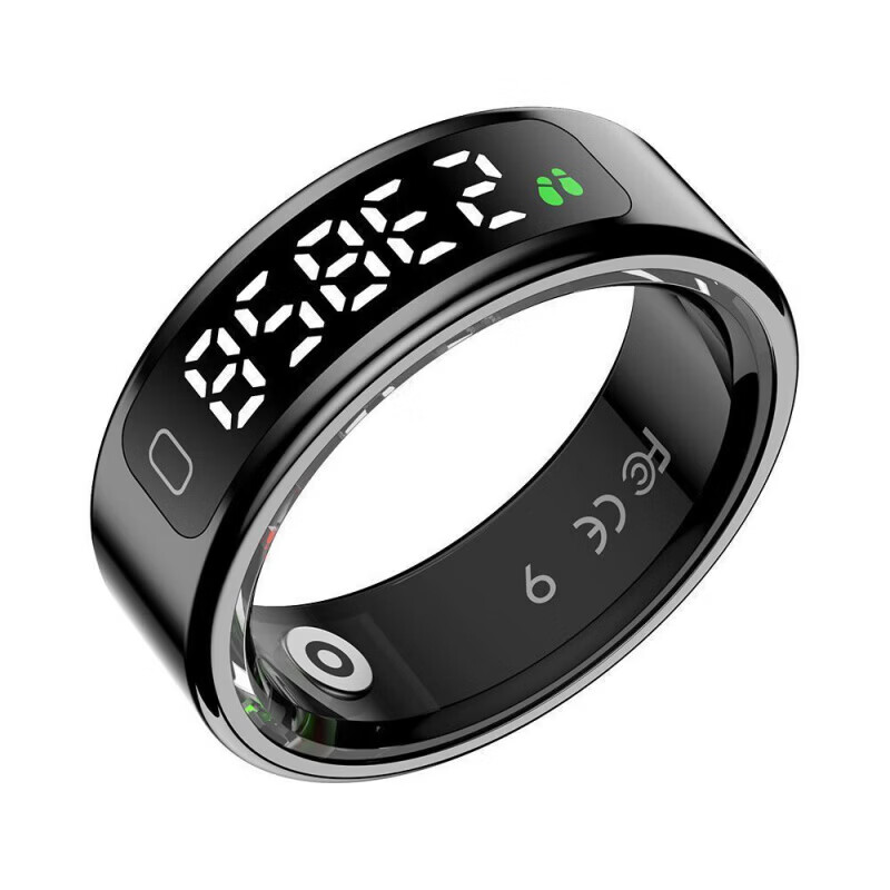 Xingling multifunctional smart ring for the elderly, healthy pedometer, heart rate, blood oxygen, sleep and exercise monitoring smart ring, classic black touch screen 8# (finger circumference 57.5mm)