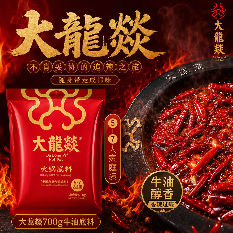 Dalong Yi Luzhou handmade butter hot pot base 700g household spicy hotpot spicy hot pot seasoning