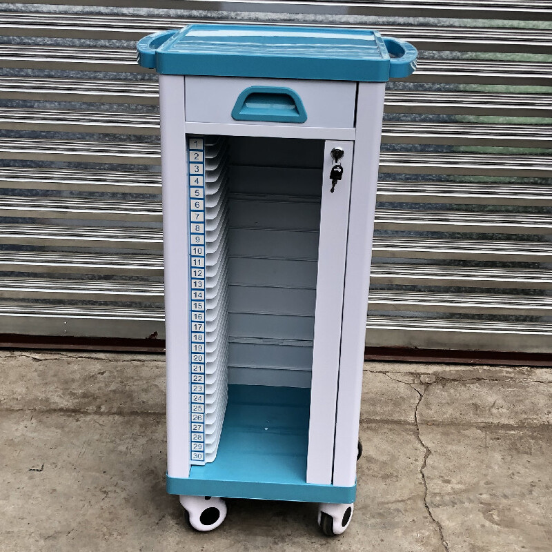 Muyun ABS material medical record cart medical record cabinet portable trolley hospital trolley case data storage cabinet 60 grids + wheels
