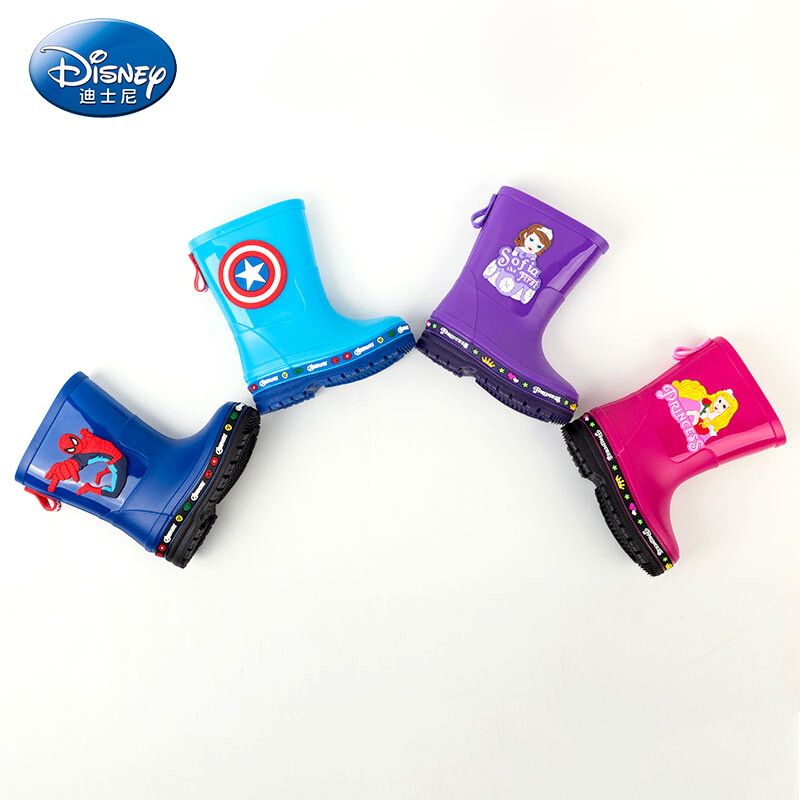 Disney Marvel Series Children's Rain Boots Boys' Anti-Slip Rubber Shoes Princess Sofia Size 30