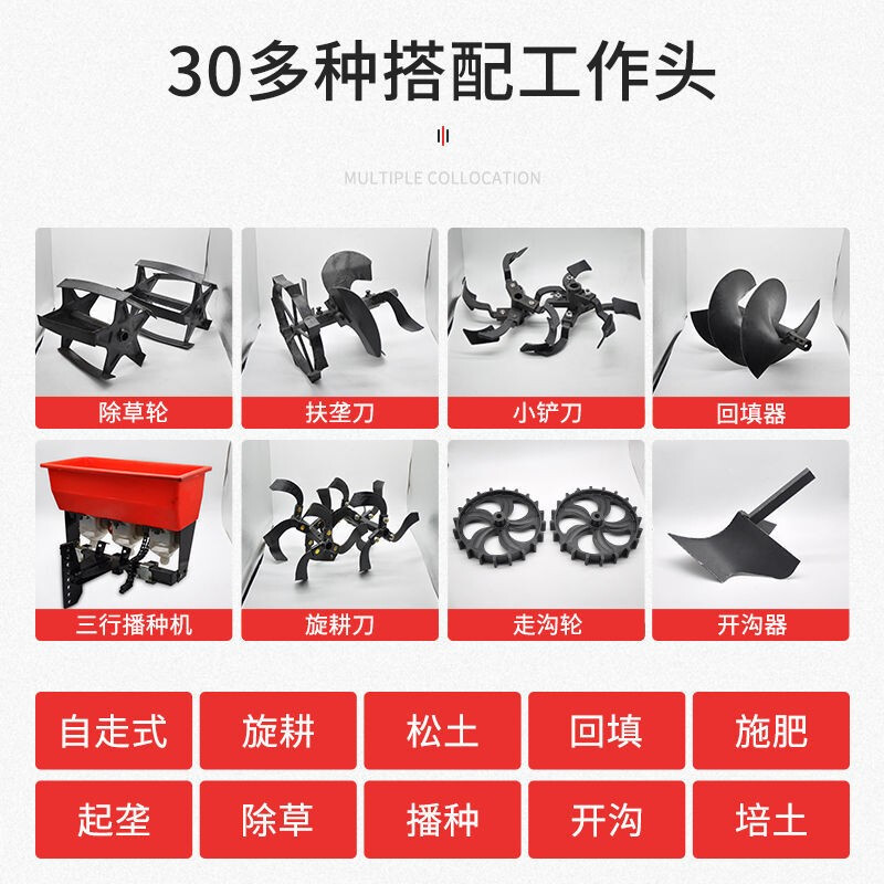 Life-long maintenance 2026 new four-wheel drive micro tillage machine multi-function tiller household rotary tiller direct-connected direct-connected 195 diesel electric steering + full set of accessories