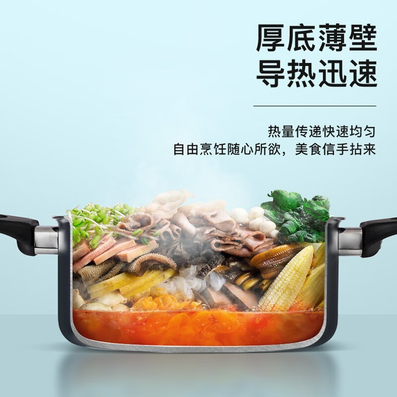 ASD (ASD) three-piece pot set, wok, frying pan, soup pot, milk pot combination pot, gas and natural gas open flame, gray blue non-stick 3-piece set