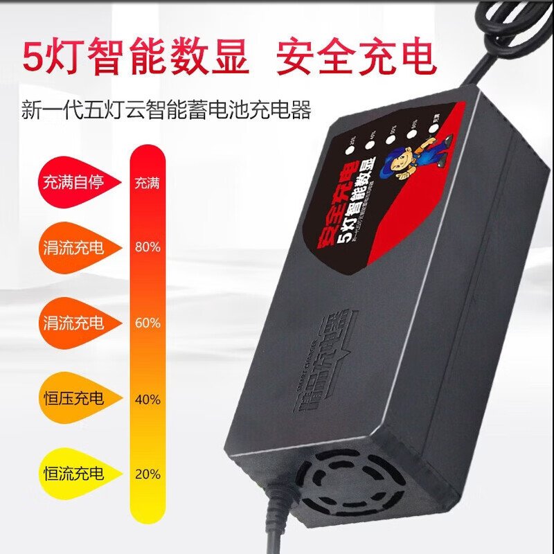 JD Logistics Electric vehicle lead-acid battery charger 72V60V48V pulse repair full self-stop T-type prefix electric vehicle accessories charger lead-acid model 60V20-25AhT port