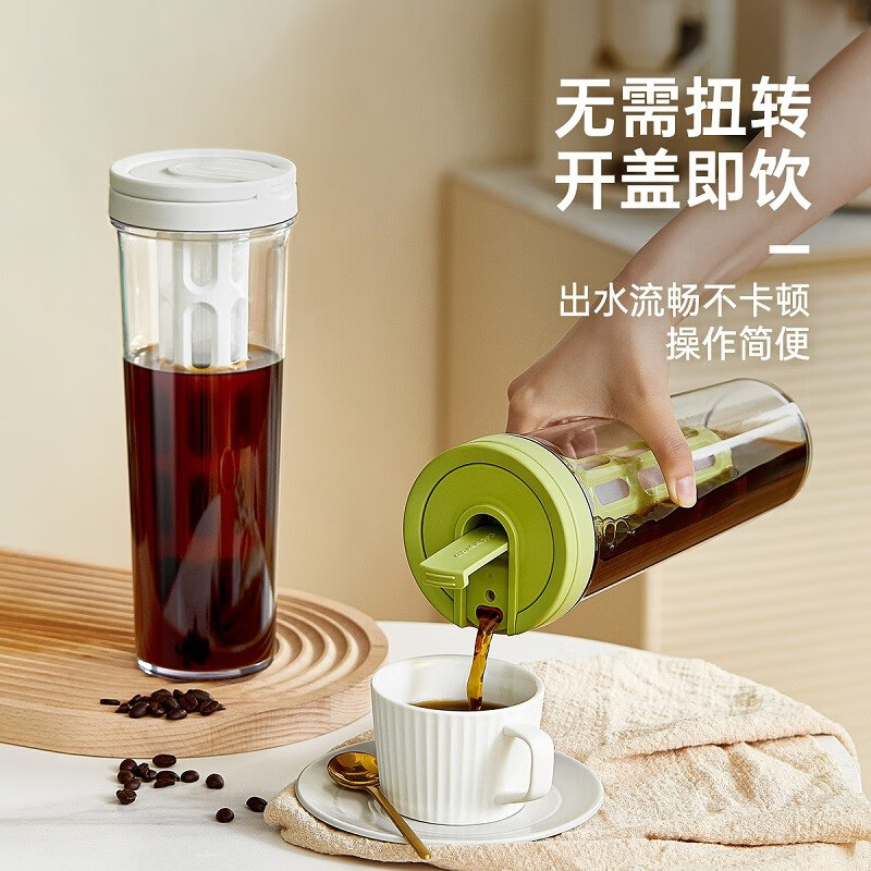 PAKCHOICE Cold Brew Coffee Pot, Cold Brew Cup, Cold Brew Tea Bottle, Coffee Cold Brew Pot, Infusion Bottle, Cold Water Bottle, Cold Brew Teapot, White Portable 1L