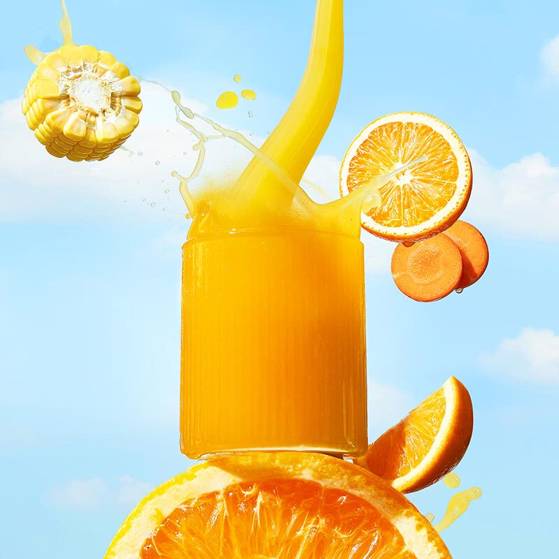 Small bowl of good food fresh orange corn fruit and vegetable juice NFC freshly squeezed children's daily fruit and vegetable juice fruit and vegetable juice * 21 bags