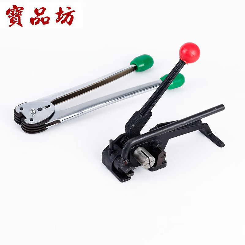 Baopinfang Packing Machine 12-16mm Manual Buckle Portable Iron Belt Steel Belt Tightener Metal Steel Belt Packing Tool Set (Manual Strapping Machine + Packing Pressure Pliers)