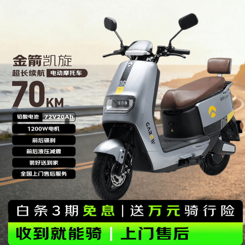 Golden Arrow Electric Motorcycle Triumph Second Generation Electric Motorcycle Takeaway Electric Vehicle Adult High Power Lead Acid Electric Motorcycle Commuting Two-Wheel Battery Mooney Gray