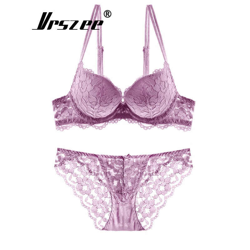 VRSZEE high-end brand underwear women's lace push-up bra set sexy temptation top push-up bikini bra purple 75B