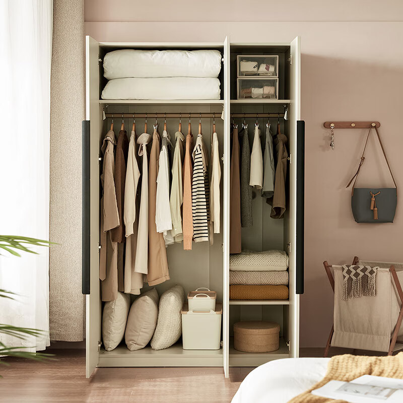 Lin's Home Simple Wardrobe Home Bedroom Small Apartment Two-door Wardrobe OI1D Gray White OI4D-A Three-door Wardrobe