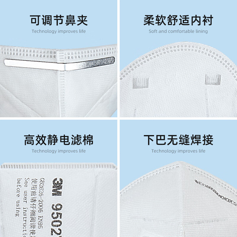 3M KN95 masks are individually packaged, one bag and one bag, anti-haze dust PM2.5 pollen allergy 9502V+15 pack
