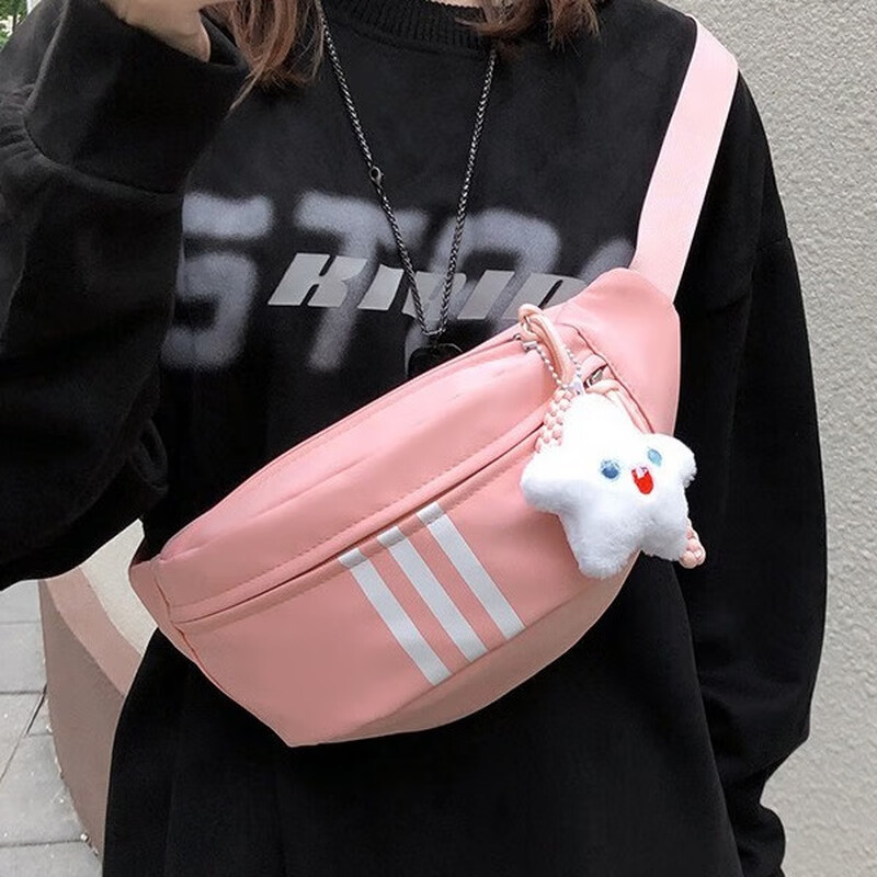 QUEENJOY trendy brand crossbody bag for men, casual Japanese style small backpack, chest bag, crossbody women's shoulder bag, men's trendy student sports waist bag, black, no accessories