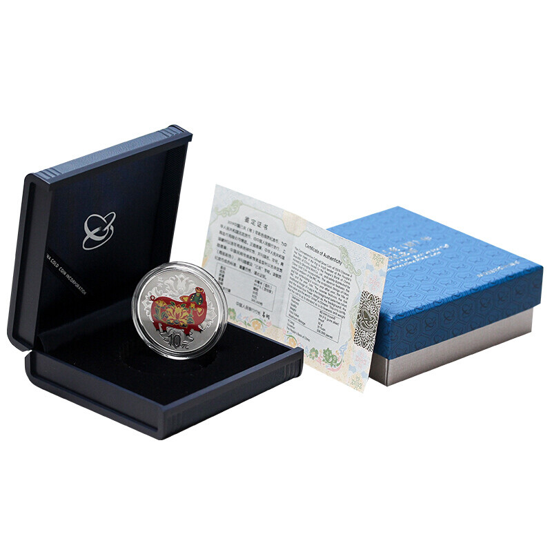 Chinese Gold Coins 2019 Year of the Pig Colored Zodiac Gold and Silver Coins Jihai Year Gold and Silver Commemorative Coins 30g Colored Silver Coins