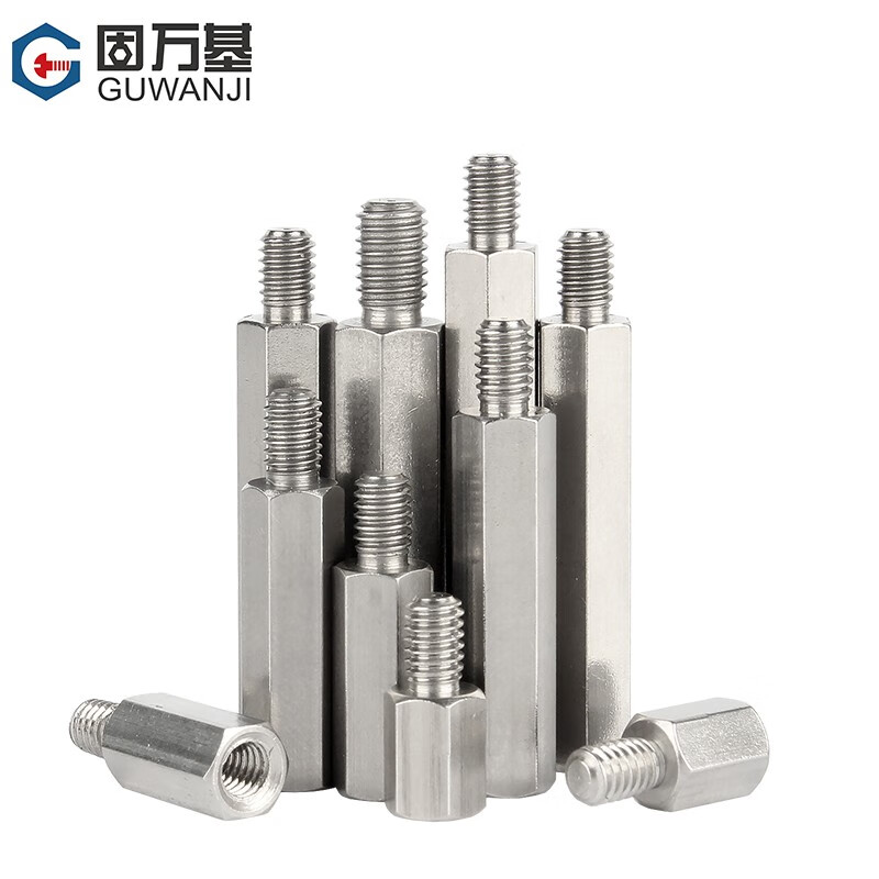 Guwanji 304 stainless steel single-head hexagonal stud single-pass support isolation column chassis motherboard copper column screw connection column M4x16+6 5 pieces