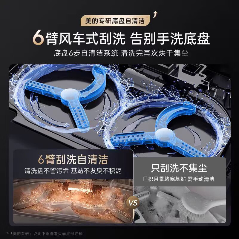 Midea Lingmo sweeping robot, all-in-one sweeping and mopping fully automatic cleaning V15pro flexible machine, bionic arm/active cutting and anti-tangle/16kPa suction, charcoal gray water tank version