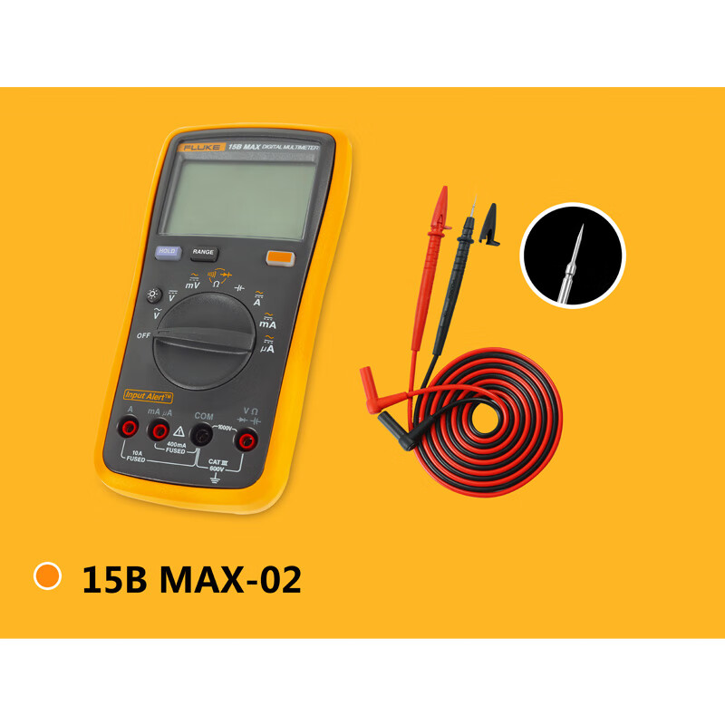 FLUKE 15B MAX-02 digital multimeter, high-precision smart electrician meter, universal meter, standard extra-tip test leads