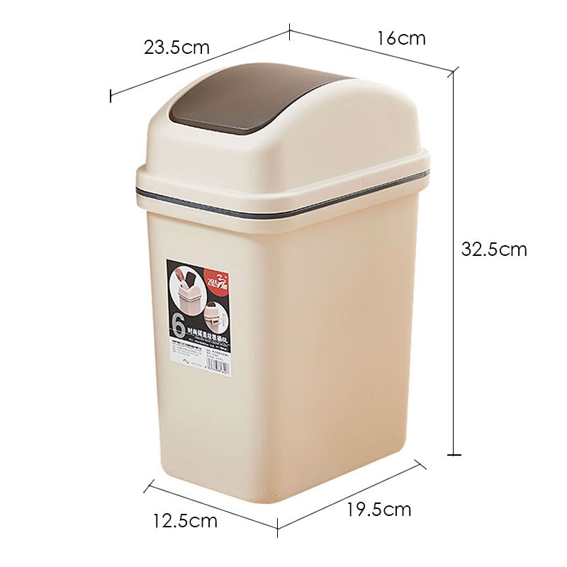 Feida Sanhe swing lid trash can for home bathroom toilet living room rectangular sandwich narrow flip lid trash can with lid 6L off-white