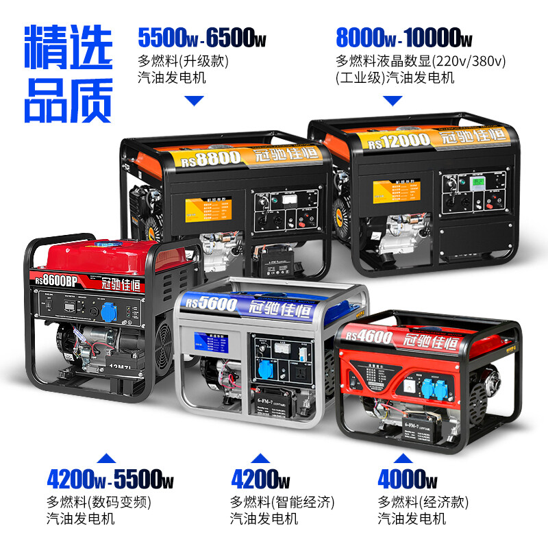 Guanchi Jiaheng gasoline generator 220V household small single-phase 4KW/5/6/8/10 kilowatt three-phase 380V outdoor commercial 4000W hand start burning gasoline 220V