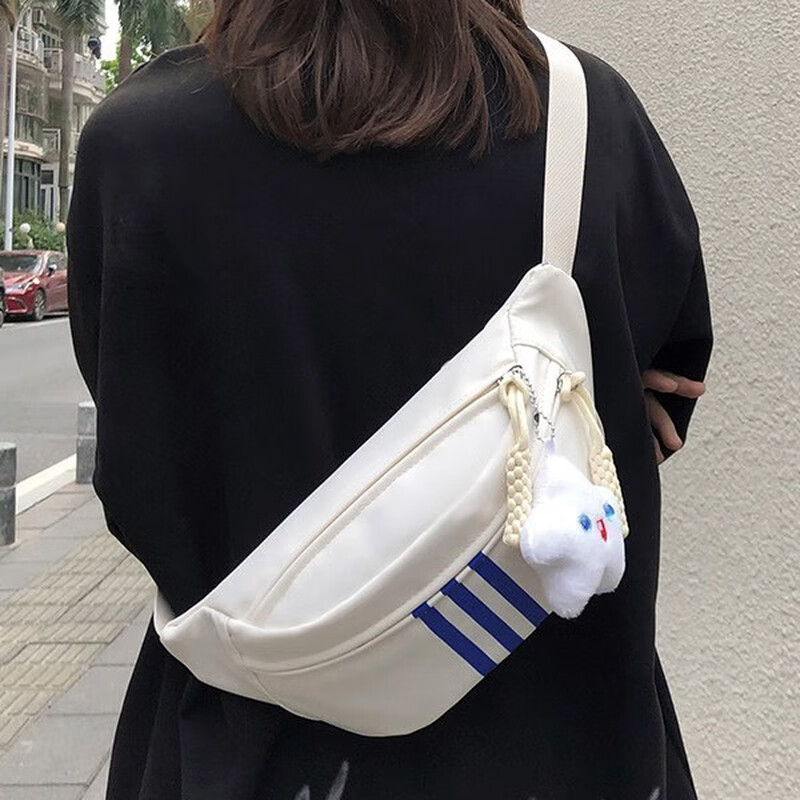 QUEENJOY trendy brand crossbody bag for men, casual Japanese style small backpack, chest bag, crossbody women's shoulder bag, men's trendy student sports waist bag, black, no accessories