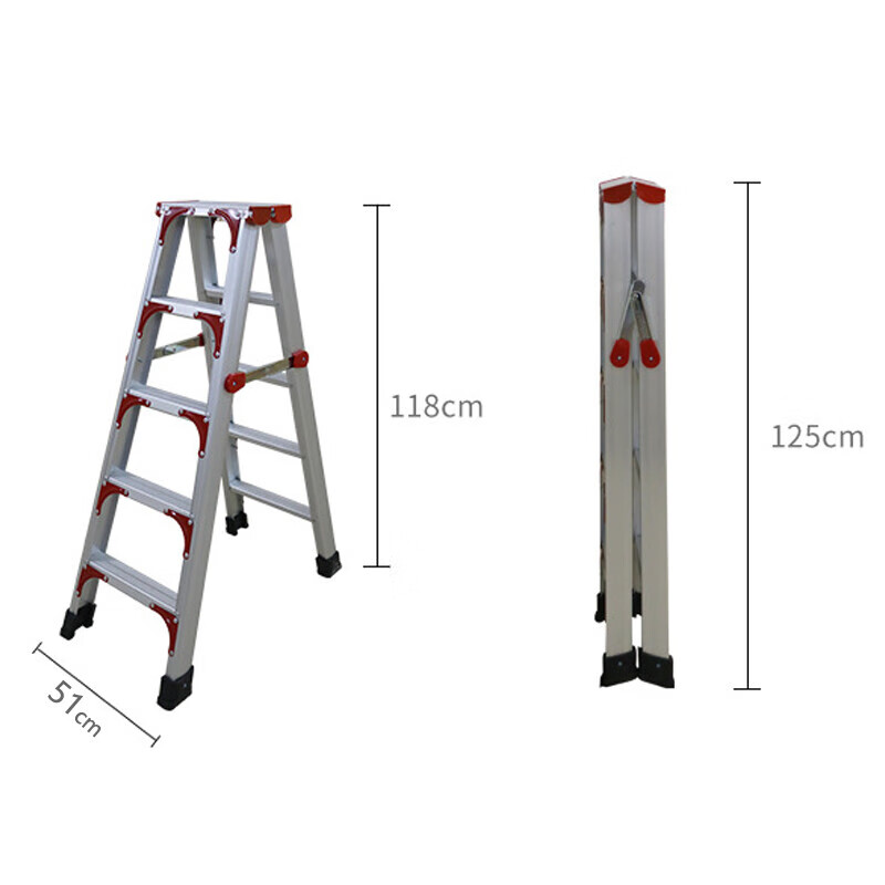 Muyun Aluminum Alloy Herringbone Folding Ladder Multi-Function Warehouse Decoration Ladder (Extra Thick) (Door Delivery) 1.25 Meters