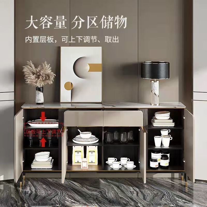 Laixiaoxiang slate light luxury sideboard multi-functional living room storage cabinet restaurant wine cabinet against the wall integrated tea cabinet light luxury slate 160 sideboard (double layer) including upstairs installation