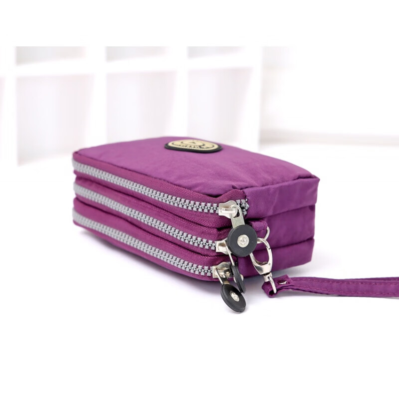 SHU GUO ER three-layer zipper coin purse for women, clutch bag, clutch bag, cross-body hand, navy blue, dark blue large size