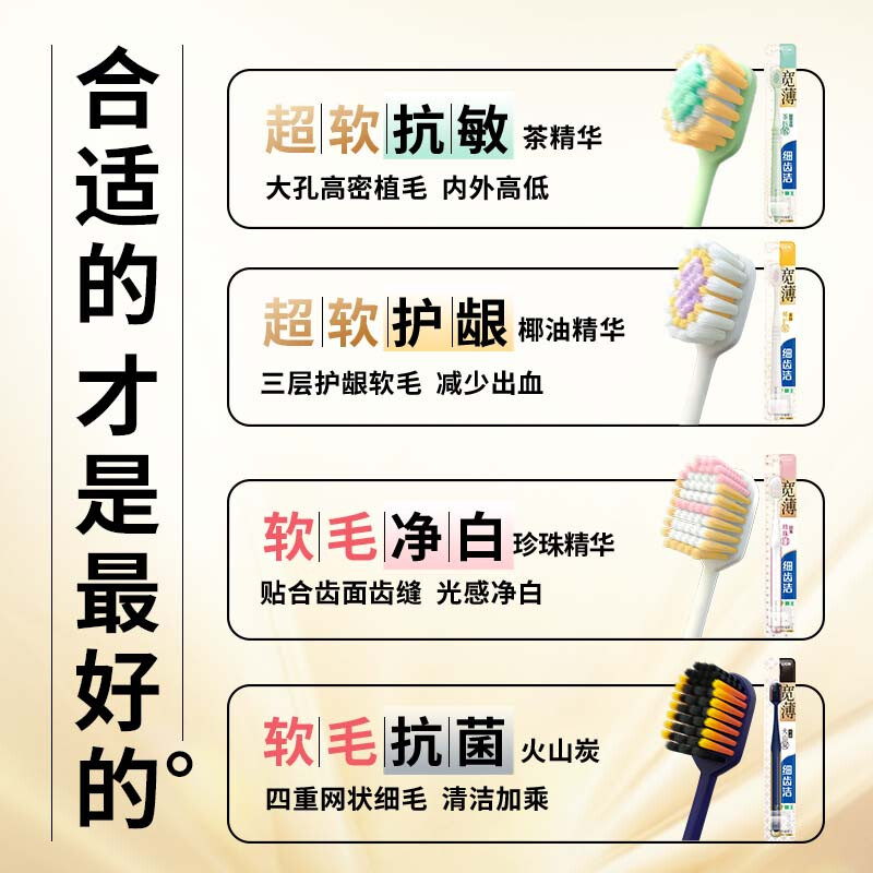 Lion Fine Teeth Cleaner 61 holes wide and thin pearl white toothbrush 2 pack soft bristles deep cleaning wisdom teeth wide head