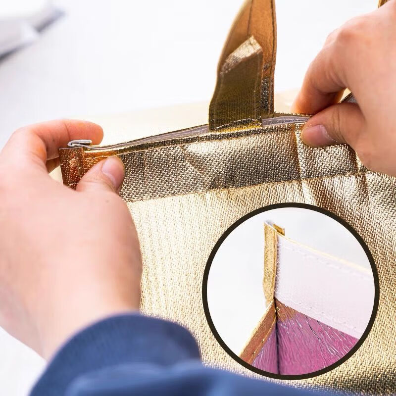 Yuhua Cake Insulated Bag Thickened Aluminum Foil Waterproof Lunch Box Picnic Fresh-keeping Bag Insulated Bag Takeaway Portable Cooling Bag 10-Inch Gold Three-Layer (Extra High)