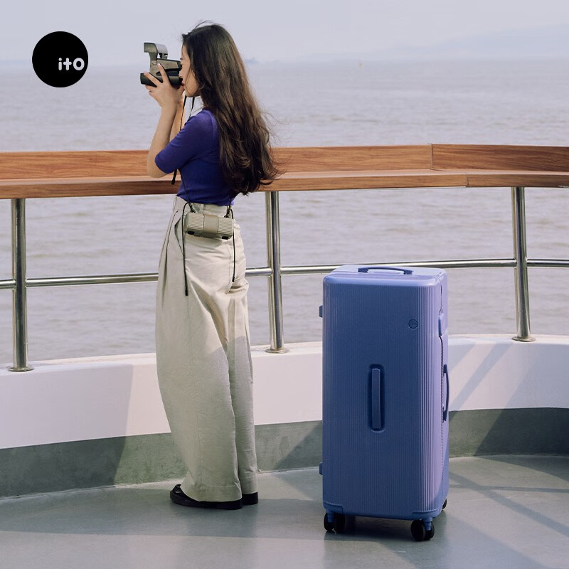 ITO suitcase large capacity men's and women's lightweight small password box checked box overseas boarding case trolley suitcase digital purple TRUNK 26 inches required to be checked