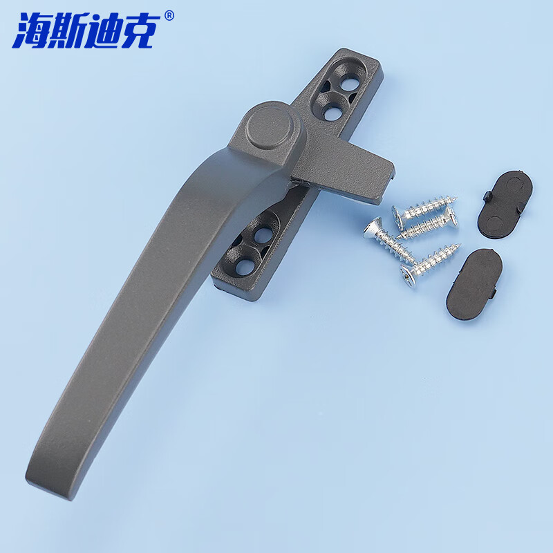 Hasdick Jingcang delivery window handle 50-type aluminum alloy single-point casement window handle 7-word window lock for outward-opening window dark gray left handle HKsq-149
