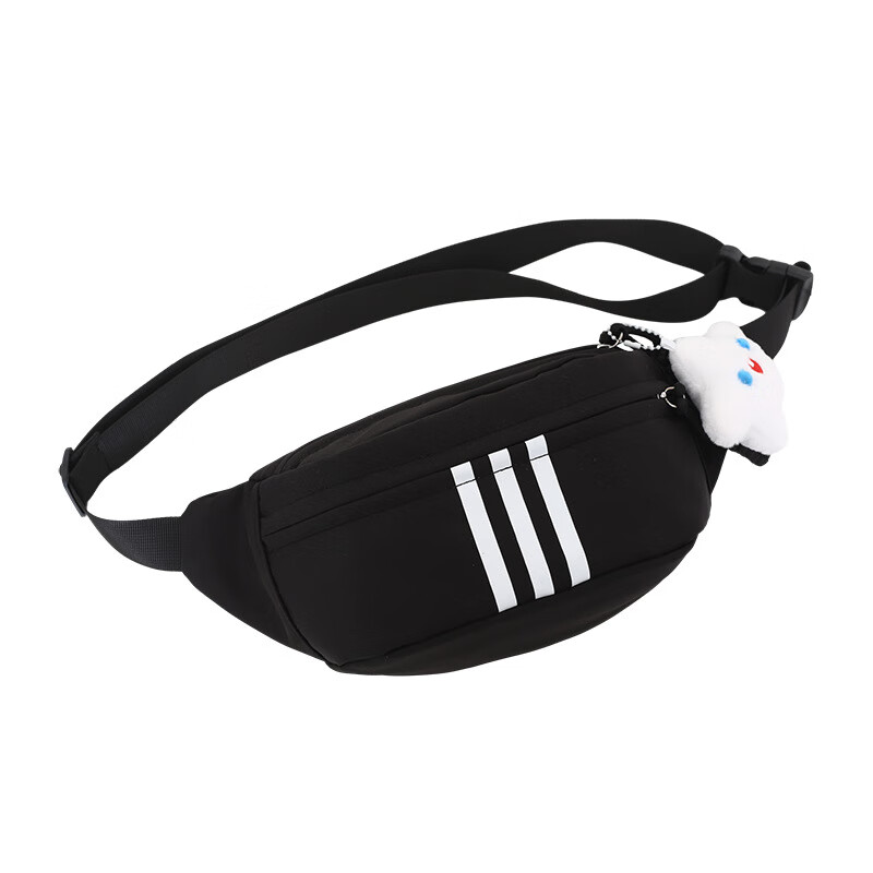 QUEENJOY trendy brand crossbody bag for men, casual Japanese style small backpack, chest bag, crossbody women's shoulder bag, men's trendy student sports waist bag, black, no accessories