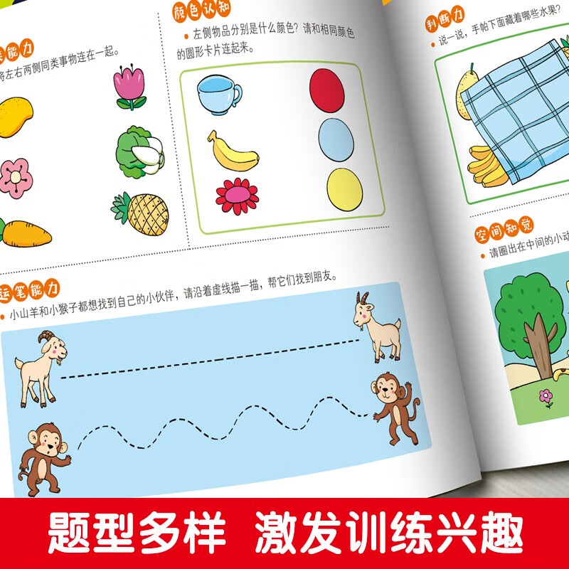Concentration training 1600 questions for 5-6 years old, brain potential development, improvement of observation and cognition, children's educational logical thinking training questions, green printing