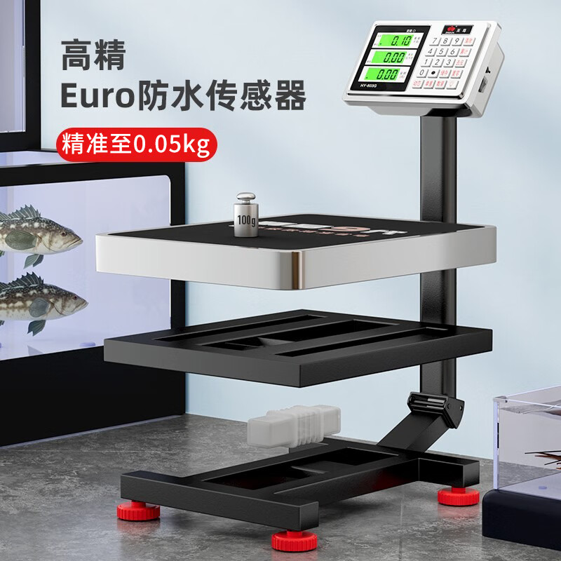 Zhizun (ZHIZUN) electronic scale for weighing goods, commercial platform scale for setting up stalls, electronic weighing floor scale, waterproof seafood and aquatic products express scale, 200kg table top 31*41, backlit for seafood and aquatic products