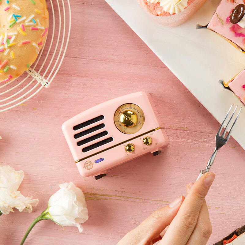 Elvis Presley Radio Elvis Presley Audio Little Prince OTR Wireless Portable Bluetooth Speaker Retro Cute Mini Speaker Audrey Pink New Year Gift for Best Friend and Girlfriend