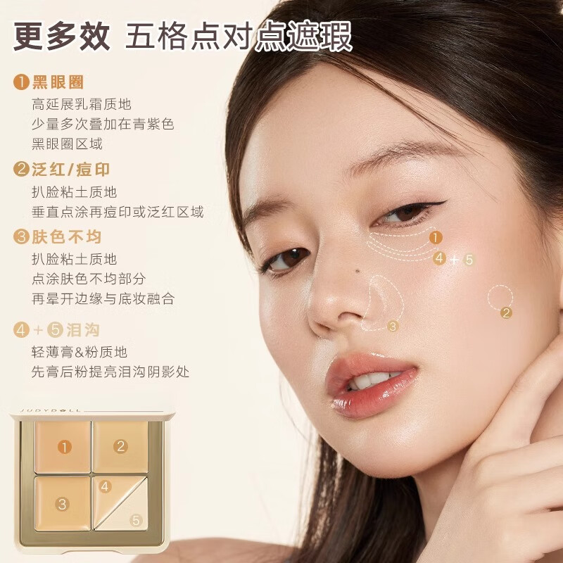 Orange Flower Five-Color Concealer Palette Facial Brightening Concealer Acne Marks Tear Trough Dark Circles Dark Circles Nasal Lines Highlighting Brightening New Year's Gift Natural Skin Color #02 Highly Moisturizing Texture 5 Colors