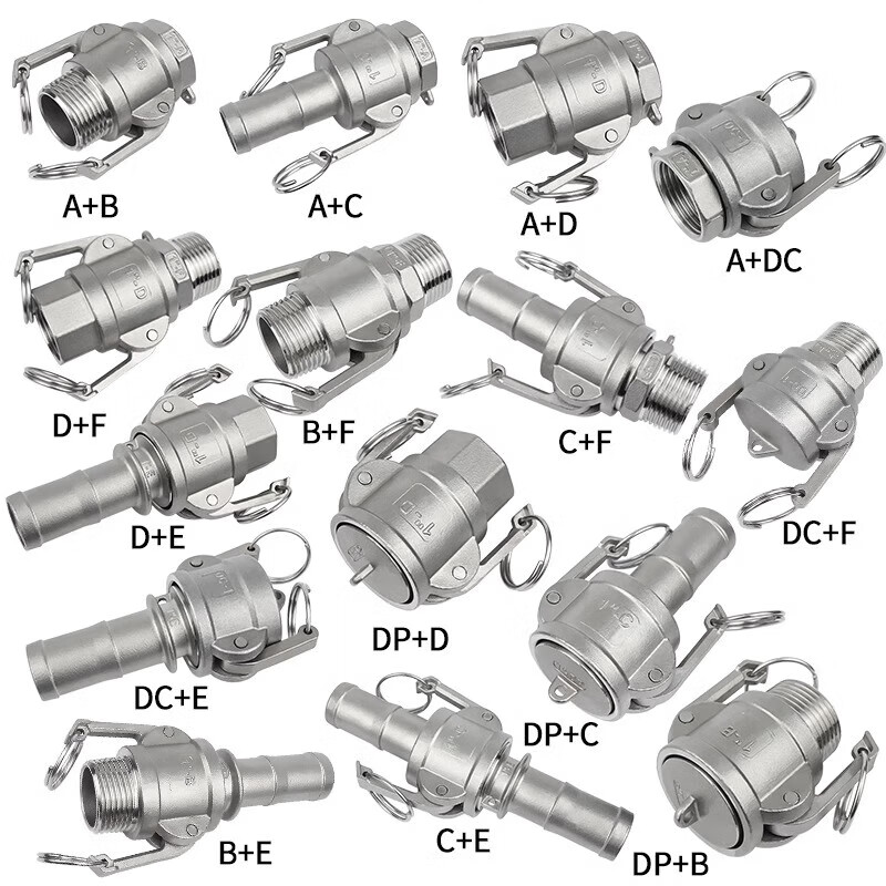 Jinchao 304 stainless steel quick connector snap-on union 4/6 points 1/2/3 inch water pump water pipe joint collection A+B type DN80/3 inch-304 material